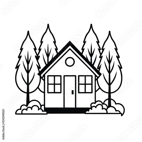 A-Frame Small House Silhouette Drawing (2).eps