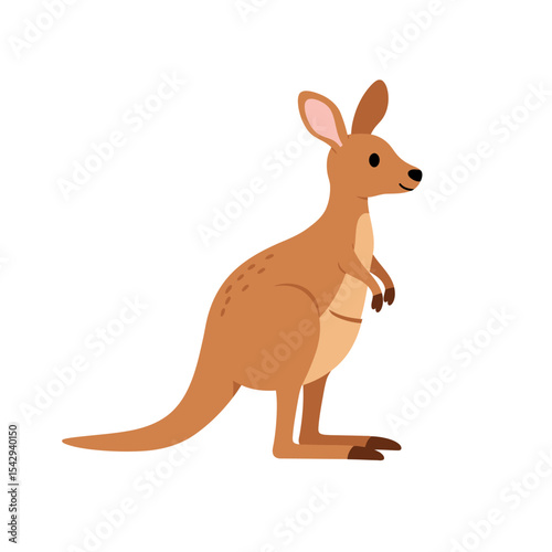 Cartoon happy kangaroo jumping isolated on white