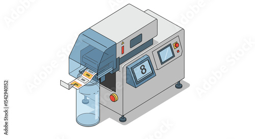 Modern automated ticket dispenser for efficient queue management vector illustration isometric