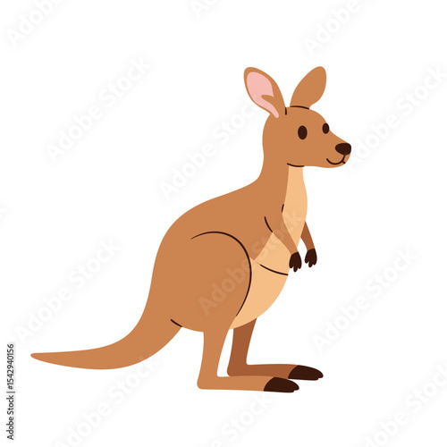 Cartoon happy kangaroo jumping isolated on white