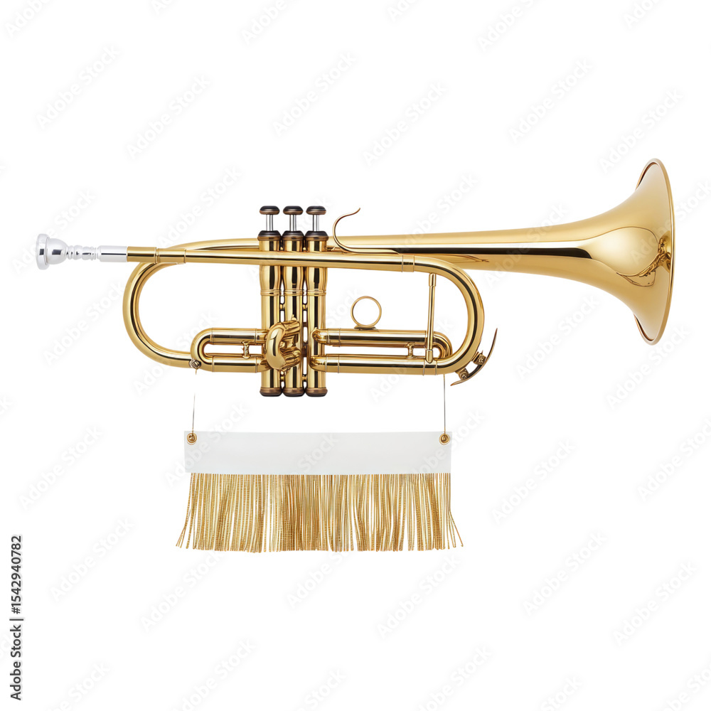 Fototapeta premium Isolated Transparent Brass Trumpet on White Background for Music