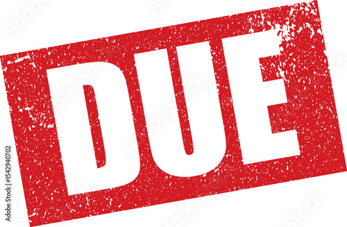 Red Due Rubber Stamp in Reverse Grunge Vector in Sharp Border, Transparent Background, Svg, Png