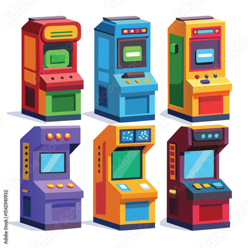 video game machine set isolated on white background