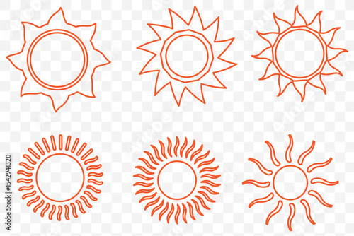 Set of sun icon symbol vector on white background