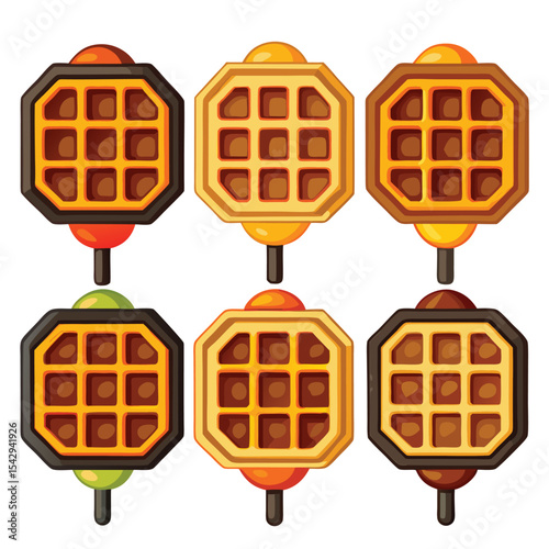 waffle iron set isolated on white background