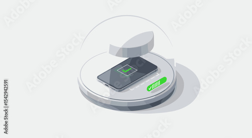 Futuristic wireless charging device concept for efficient energy transfer design vector illustration