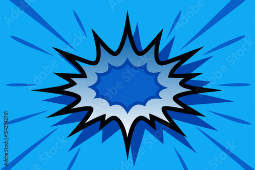Dynamic Blue Comic Book Explosion Shape Design Element