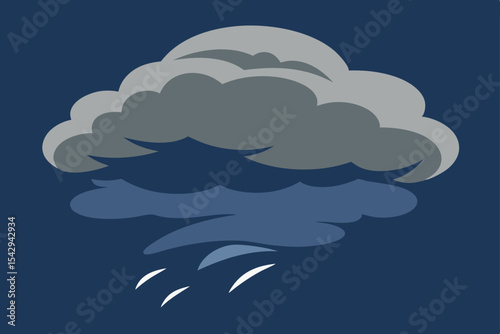 Dark Storm Clouds Dramatic Weather Illustration,  Heavy Rain and Thunderstorm