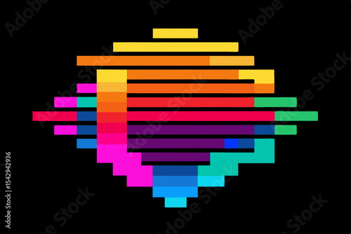 Vibrant Pixel Art Colorful Abstract Design with Geometric Shapes and Rainbow Hues
