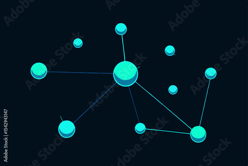 Abstract Network Connection Nodes and Links Visual Representation