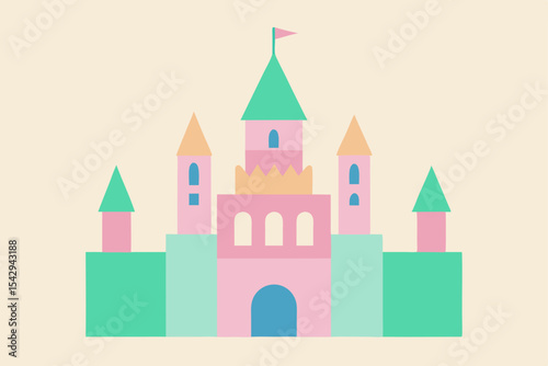 Enchanted Pastel Castle A Fairytale Dreamland Illustration