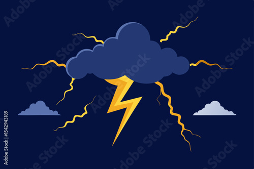 Powerful Thunderstorm Dramatic Lightning Strike Illustration