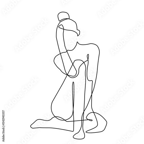 Abstract Female Silhouette One Line Drawing. Woman Body Modern Trendy Continuous Line Art Abstract Drawing. Minimalist Style Hand Drawn Vector Illustration for Home Décor, Prints, Posters, Tote Bag