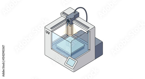 Uv resin 3d printer for precision prototyping and rapid manufacturing vector illustration