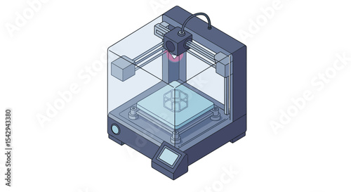 Innovative 3d printer in action for modern design and manufacturing vector illustration