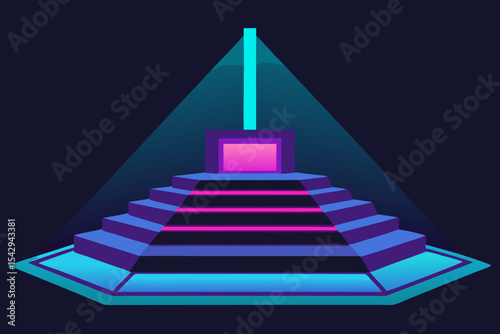 Neon Pyramid A Futuristic Architectural Design