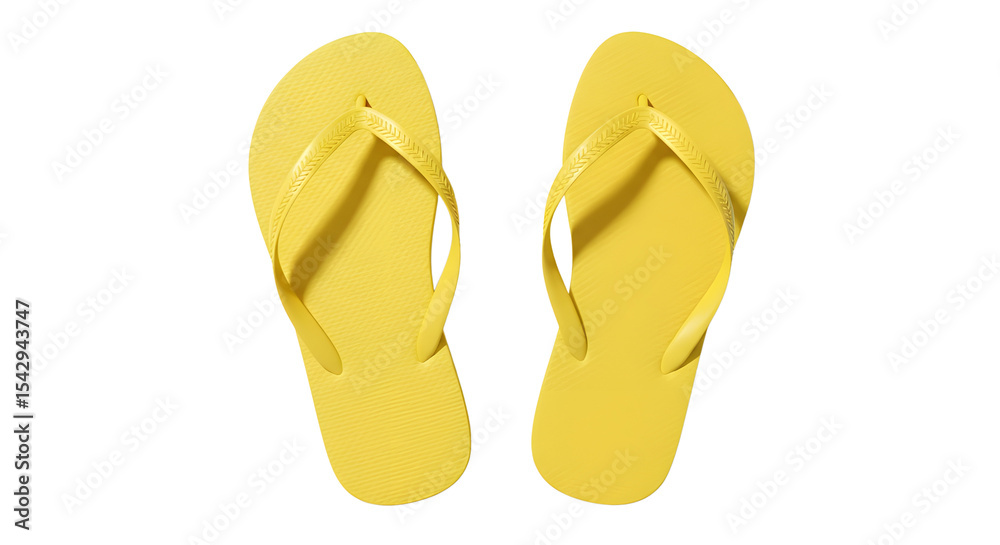 Top View of Yellow Flip Flops Isolated on White Background PNG Top View of Yellow Flip Flops Isolated on White Background PNG