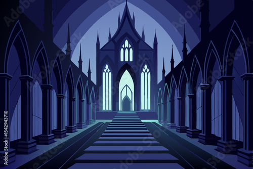 Mystical Gothic Cathedral A Nighttime Architectural Masterpiece