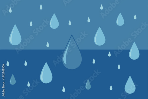 Water Droplets Falling A Simple Illustration of Rain and Water Cycle