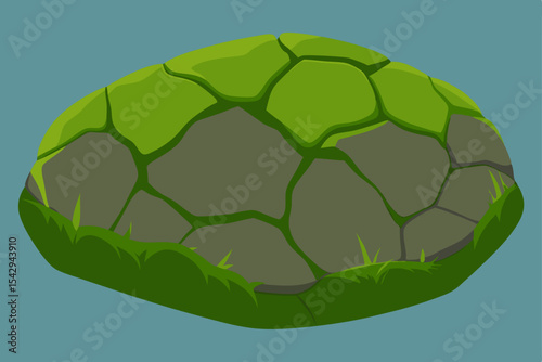 Moss-Covered Rock A Detailed Vector Illustration of Nature's Texture