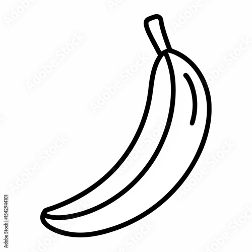 Lady Finger Banana Line Art on White Background