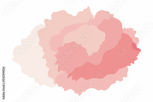 Abstract Pink Peony Flower Illustration Soft, Pastel Watercolor Style