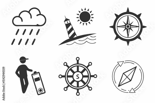 nautical icons set