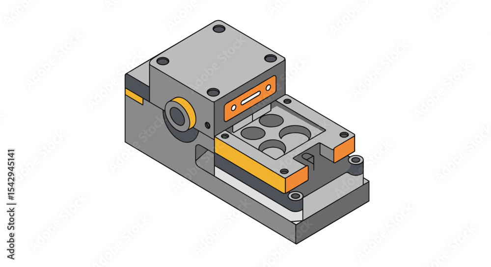 Fototapeta premium Isometric mechanical component design for engineering projects vector illustration
