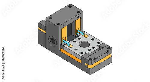 Mechanical engineering component design for manufacturing and assembly vector illustration