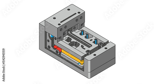 Technical precision of industrial mold design for manufacturing purposes vector illustration
