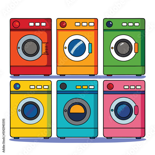 washing machine set isolated on white background