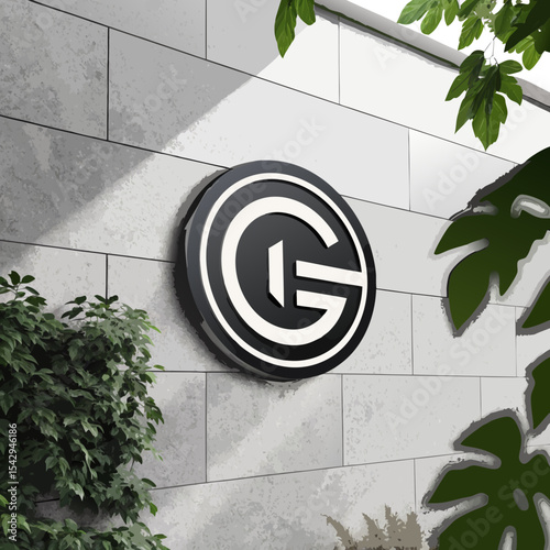 modern monogram logo with a sleek circular 'G' design in black and white