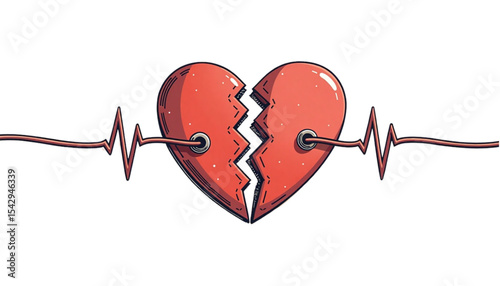 Stitching a broken heart in a minimalist style, a symbol of healing