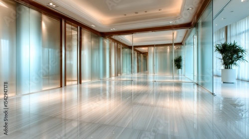 Wallpaper Mural A sophisticated modern lobby showcasing sleek mirrored surfaces and elegant design elements, creating a polished and inviting atmosphere for visitors in a contemporary setting. Torontodigital.ca