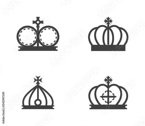 Set of King crowns templates