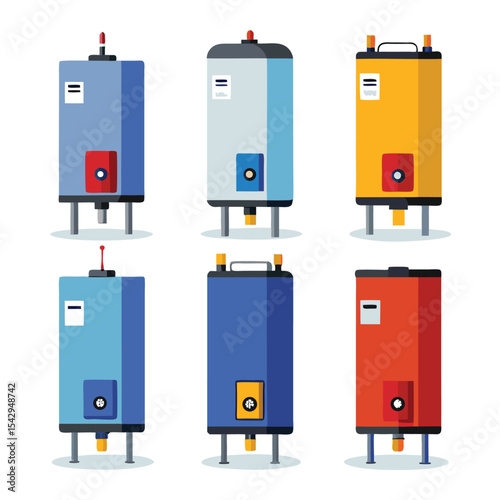 water heater set isolated on white background
