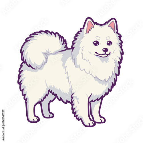 Simple and cute Japanese Spitz dog illustrations 