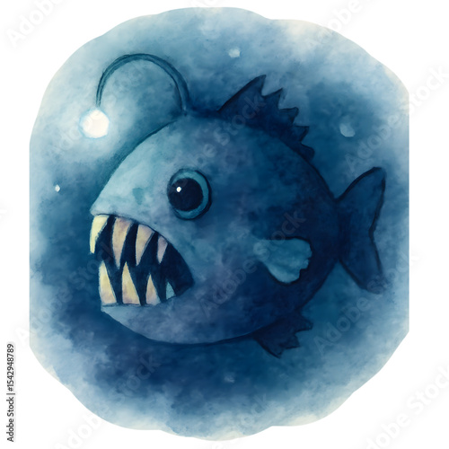 Creature of the Abyss: Dive into the depths and encounter the enigmatic deep-sea anglerfish, a master of the dark waters, showcasing its unique bioluminescent lure.