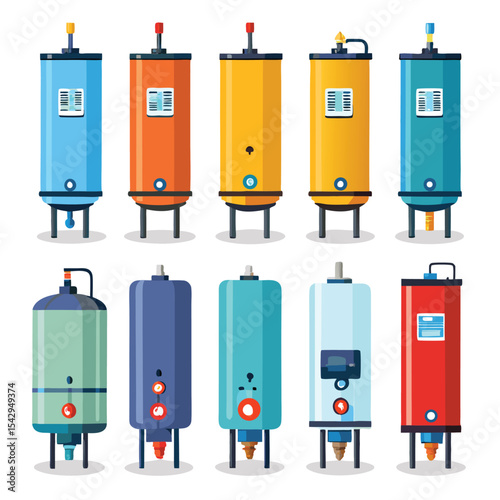water heater set isolated on white background