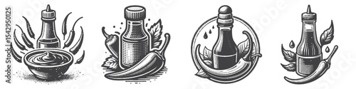 Vintage Hand-Drawn Chili Seasoning Collection Illustration, Spicy Culinary Engraved Style Vector for T-Shirts and Cooking Themes Design