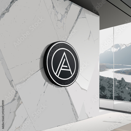 modern monogram logo with a sleek circular 'A' design in black and white