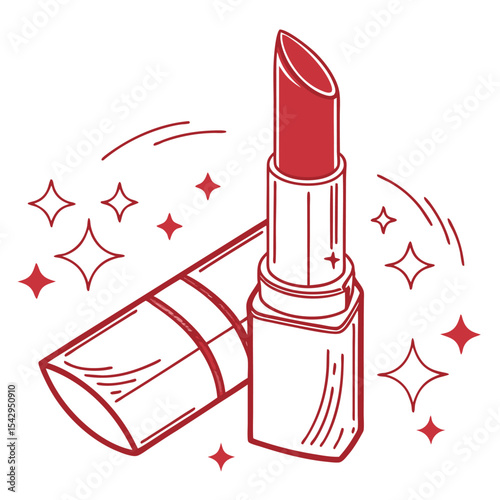 Vector illustration of red lipsticks, a glamorous cosmetic beauty object on a white background