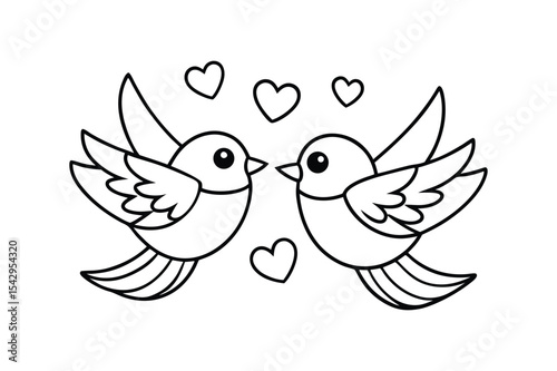 Love bird coloring page, Love bird outline 