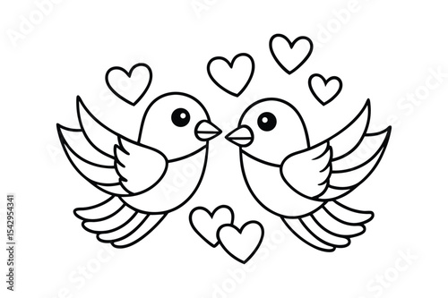 Love bird coloring page, Love bird outline 