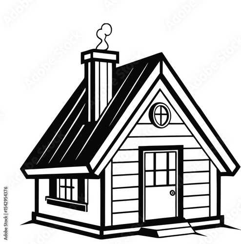 y Cabin House Silhouette Line Art .eps