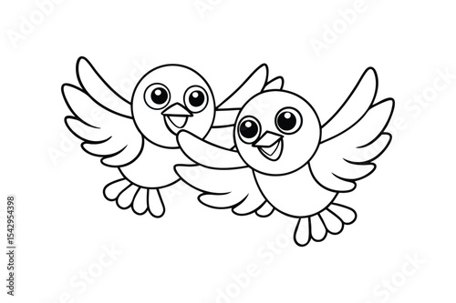 Love bird coloring page, Love bird outline 