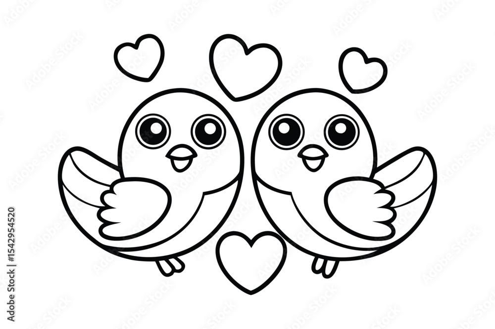 Fototapeta premium Love bird coloring page, Love bird outline
