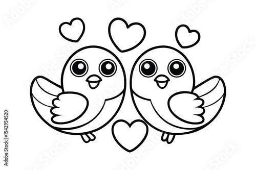 Love bird coloring page, Love bird outline 