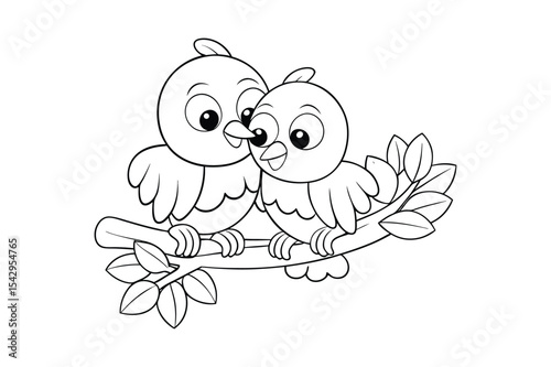 Love bird coloring page, Love bird outline 
