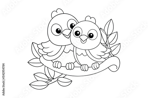 Love bird coloring page, Love bird outline 